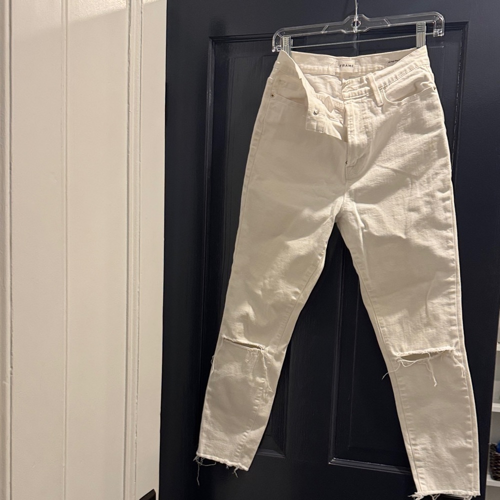 Frame Denim Women's Cropped Jeans in Cream